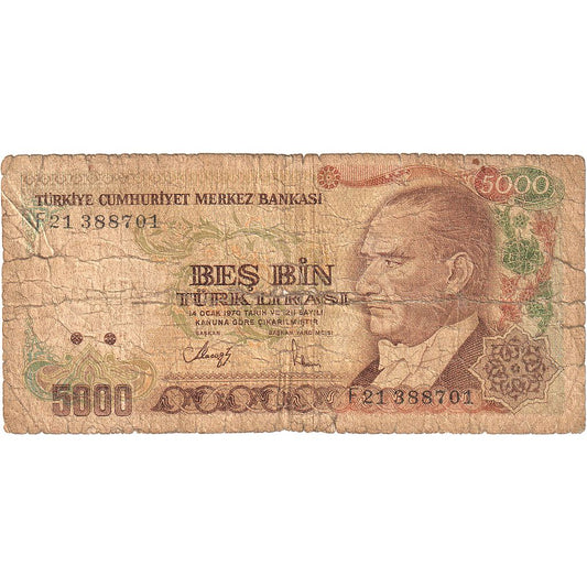 Turčija, 
  
  5000 lir, 
  
  1970