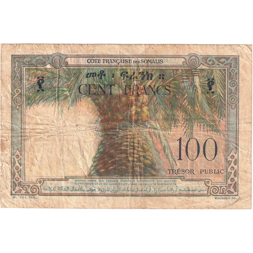 Francoska Somalija, 
  
  100 frankov, 
  
  1952