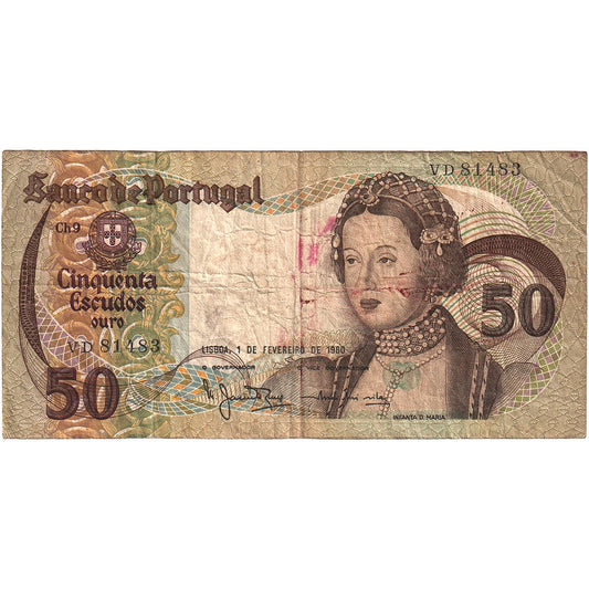 Portugalska, 
  
  50 eskudov, 
  
  1980