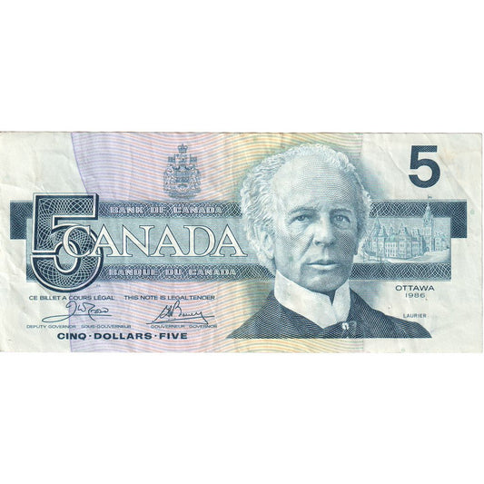 Kanada, 
  
  5 dolarjev, 
  
  1986