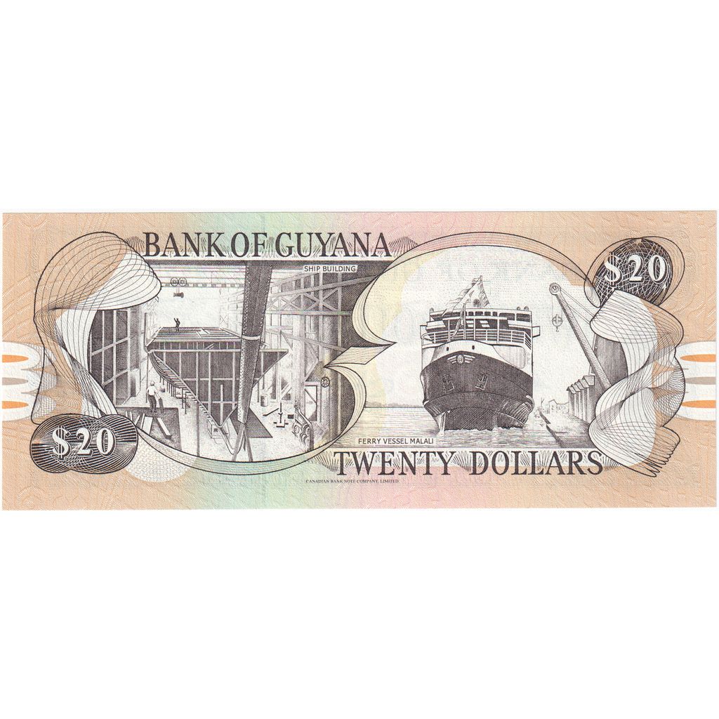 Gvajana, 
  
  20 dolarjev, 
  
  Brez datuma (1996)