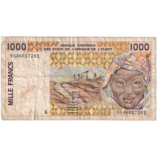 Zahodnoafriške države, 
  
  1000 frankov, 
  
  VF (20-25)