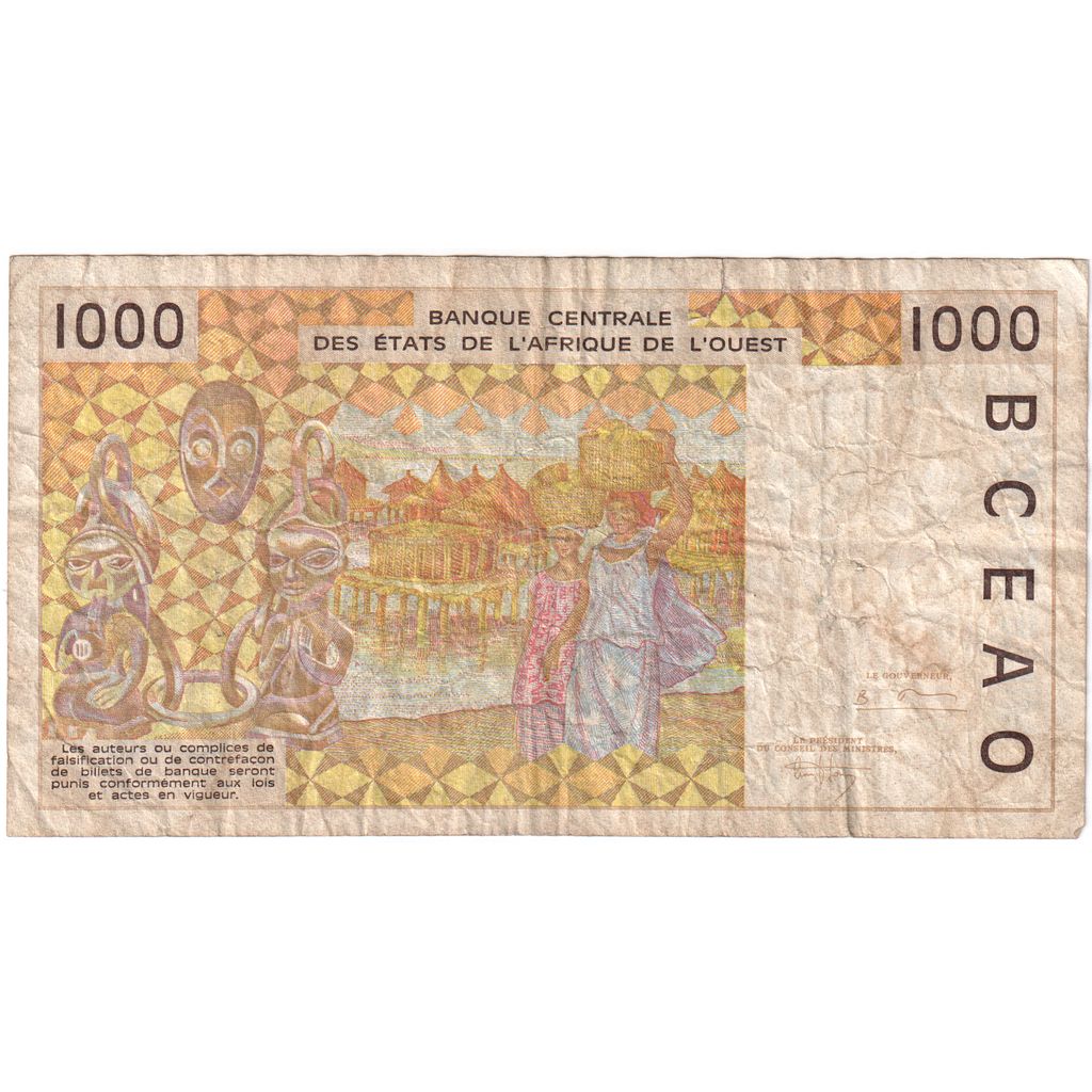 Zahodnoafriške države, 
  
  1000 frankov, 
  
  VF (20-25)