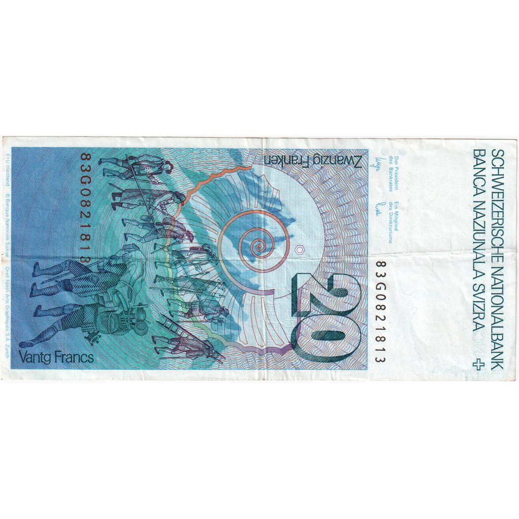 Švica, 
  
  20 frankov, 
  
  KM: 55 ur