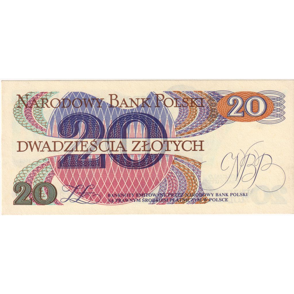 Poljska, 
  
  20 zlotov, 
  
  1982