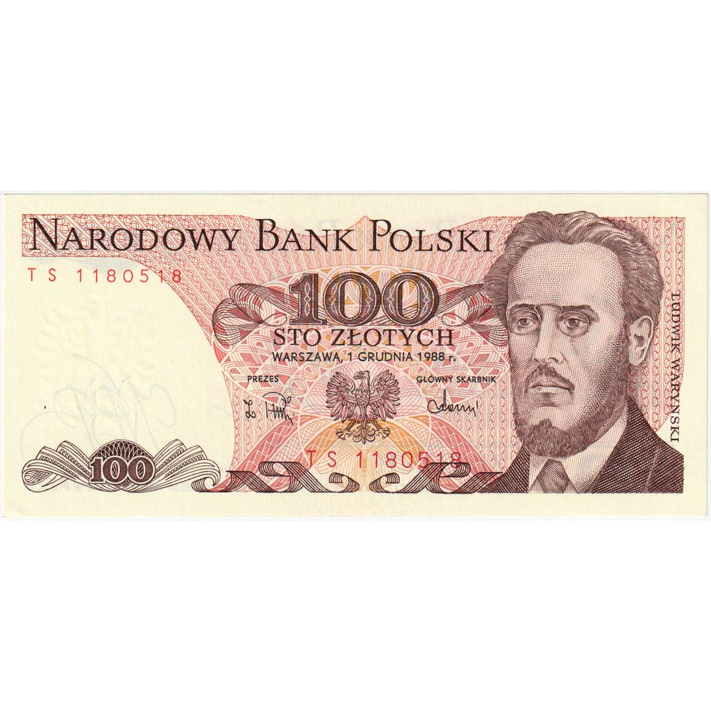 Poljska, 
  
  100 zlotov, 
  
  1988