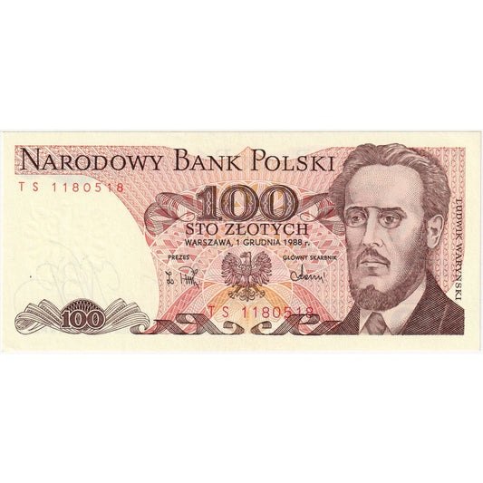 Poljska, 
  
  100 zlotov, 
  
  1988