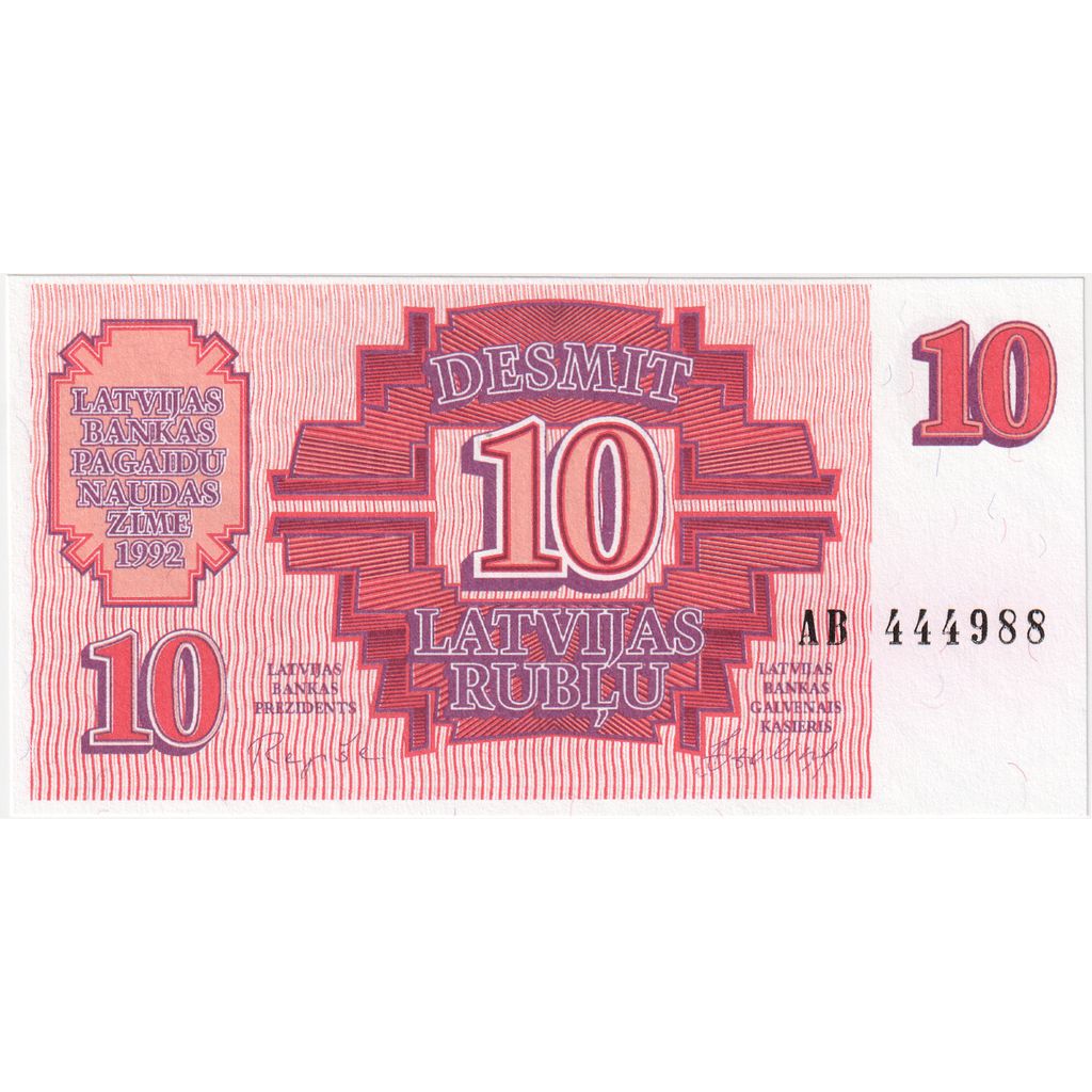 Latvija, 
  
  10 rubljev, 
  
  1992