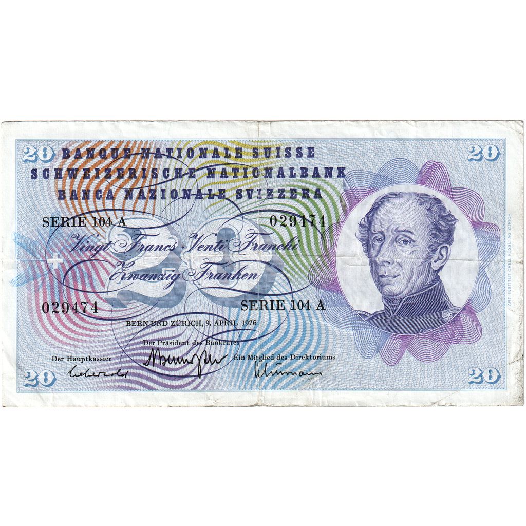 Švica, 
  
  20 frankov, 
  
  1976-04-09