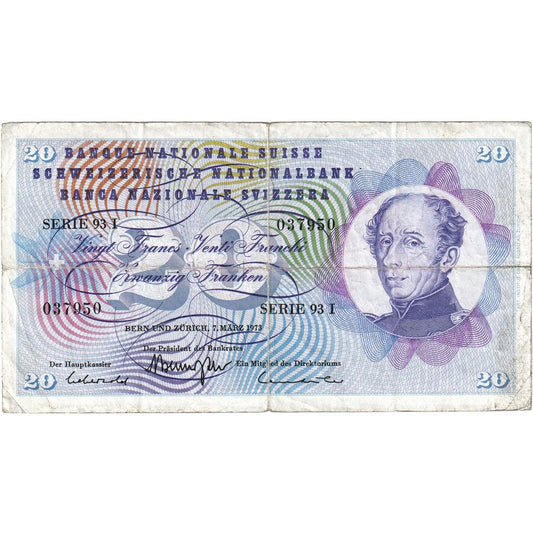 Švica, 
  
  20 frankov, 
  
  1973-03-07