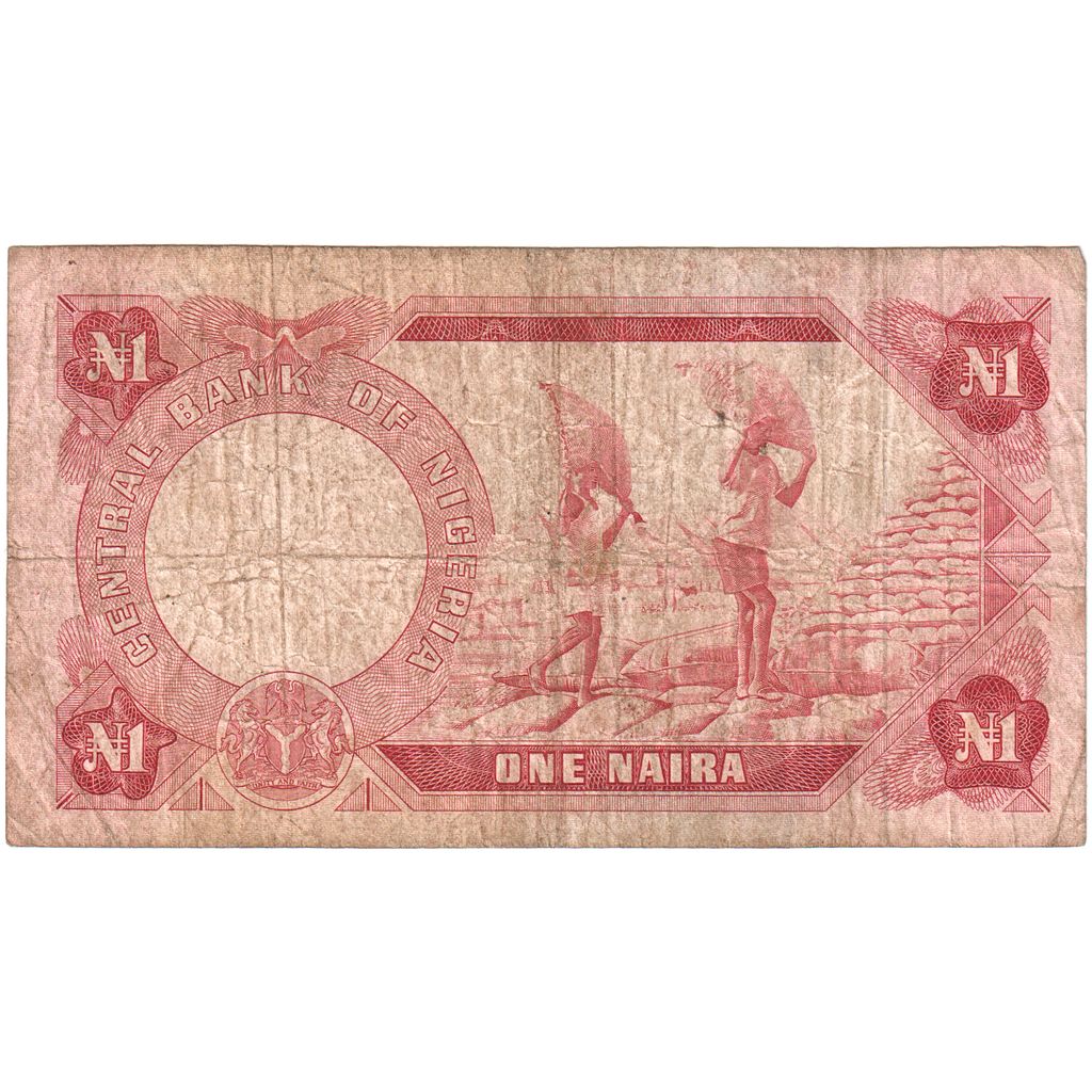 Nigerija, 
  
  1 Naira, 
  
  VG (8-10)