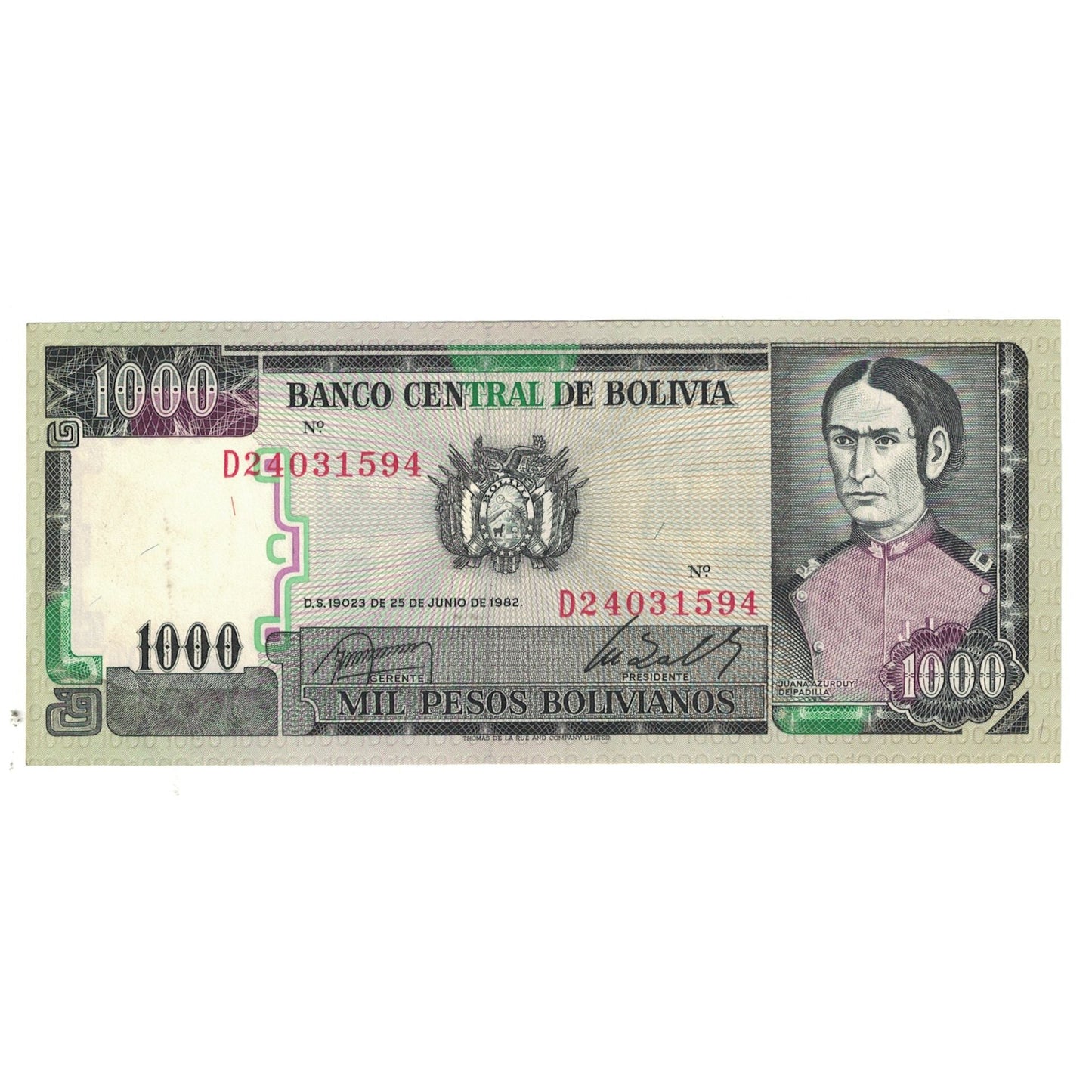 bankovec, 
  
  Bolivija, 
  
  1000 bolivijskih pesov