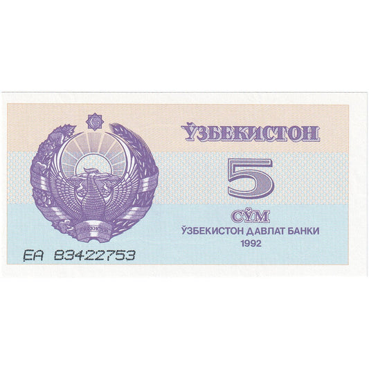 Uzbekistan, 
  
  5 vsota, 
  
  1992-1993