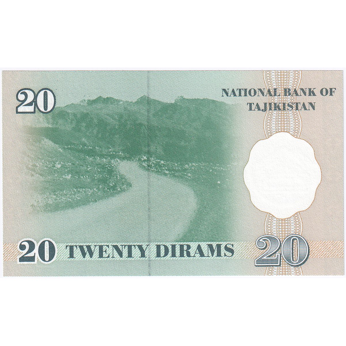 Tadžikistan, 
  
  20 diram, 
  
  1999