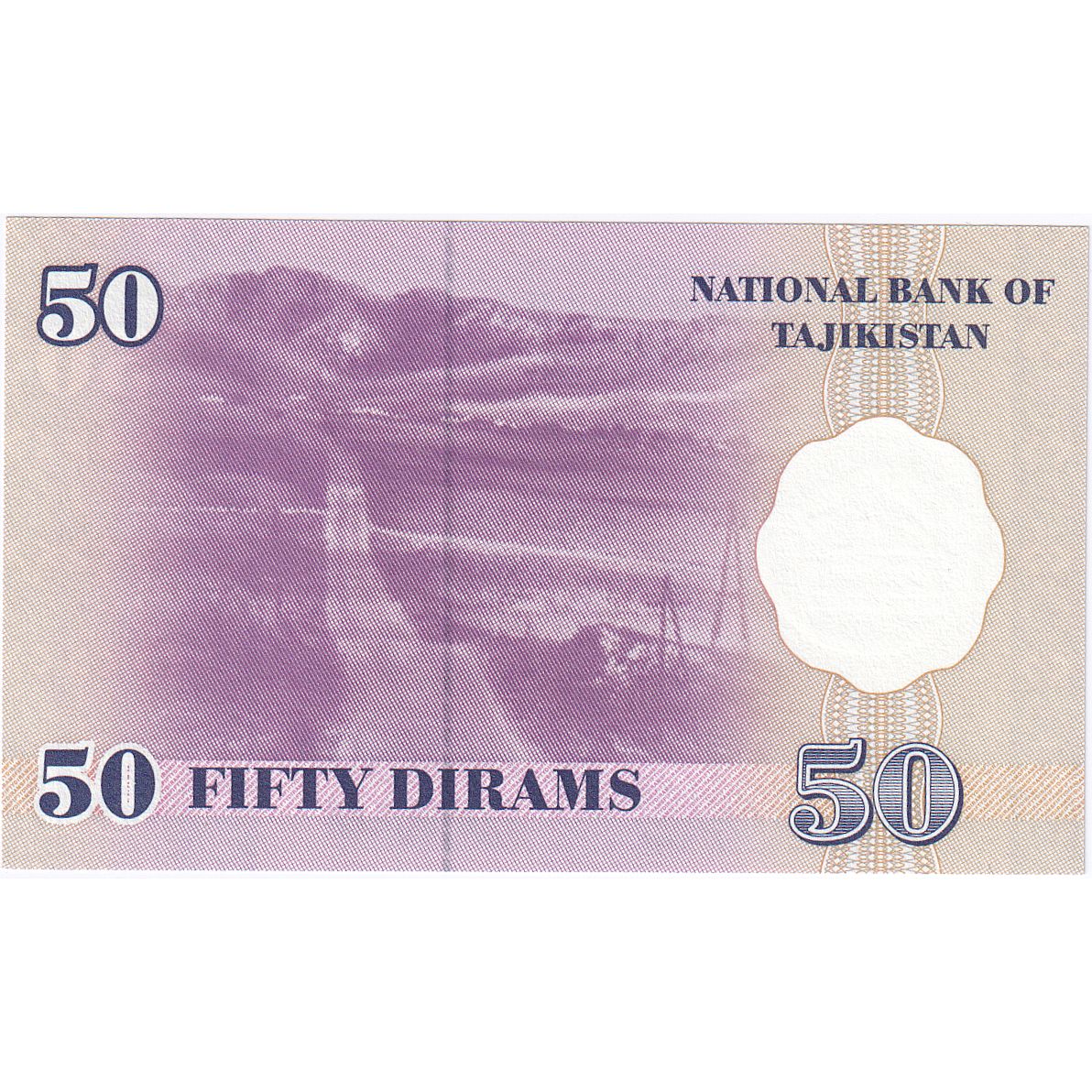 Tadžikistan, 
  
  50 diram, 
  
  1999