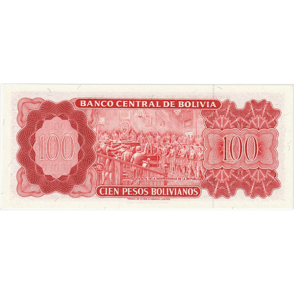 Bolivija, 
  
  100 pesos bolivianos, 
  
  1962