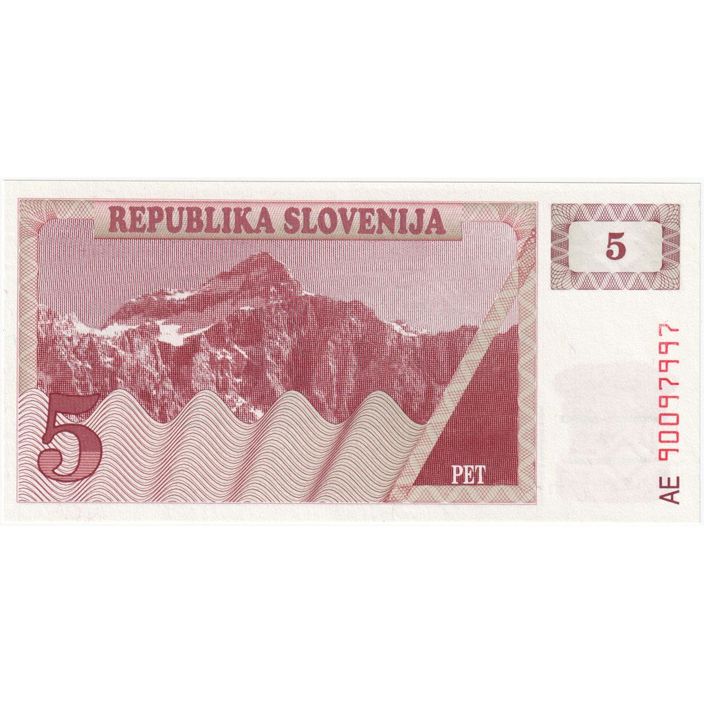 Slovenija, 
  
  5 (Tolarjev), 
  
  KM: 3a