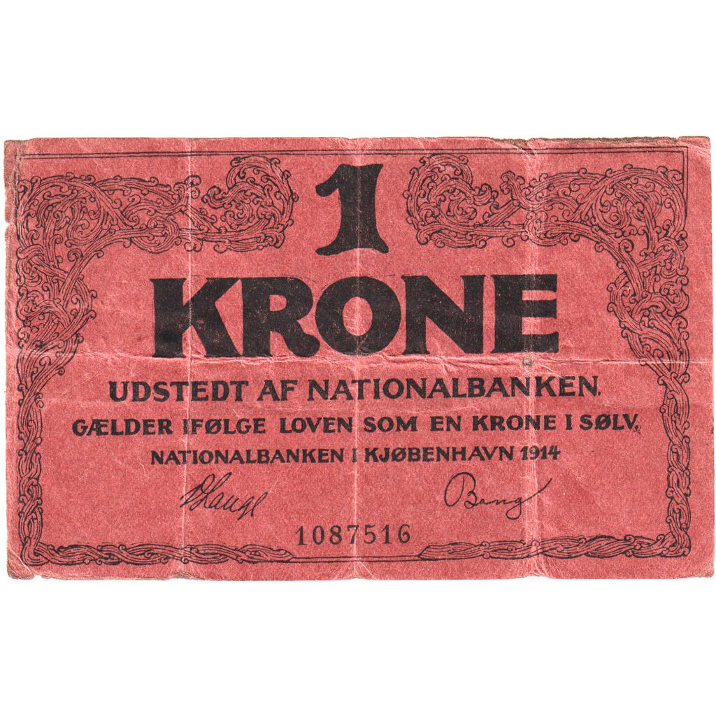 Danska, 
  
  1 krona, 
  
  1914-10-01