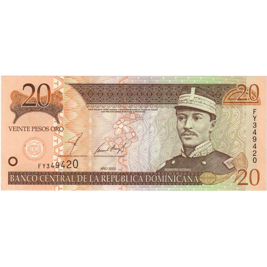 Dominikanska republika, 
  
  20 pesos oro, 
  
  2002