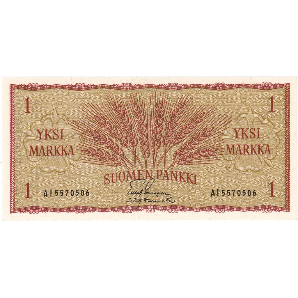 Finska, 
  
  1 marka, 
  
  1963