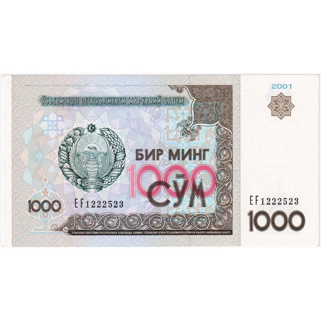 Uzbekistan, 
  
  1000 vsota, 
  
  2001