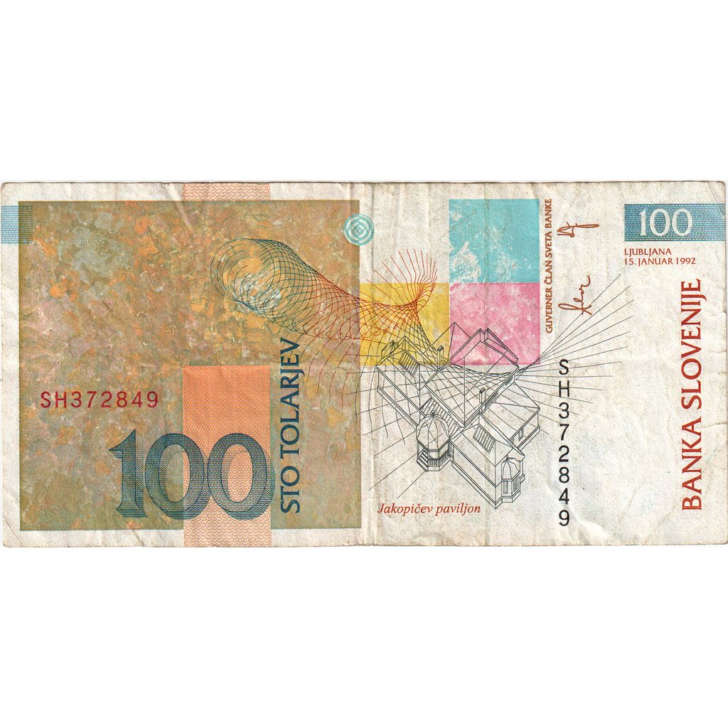 Slovenija, 
  
  100 Tolarjev, 
  
  1992-01-15