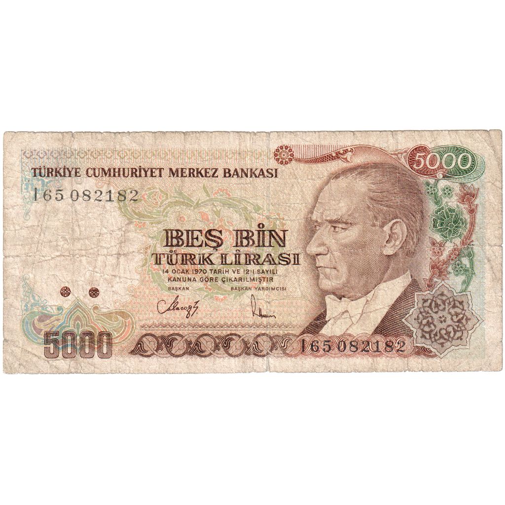 Turčija, 
  
  5000 lir, 
  
  VF (20-25)