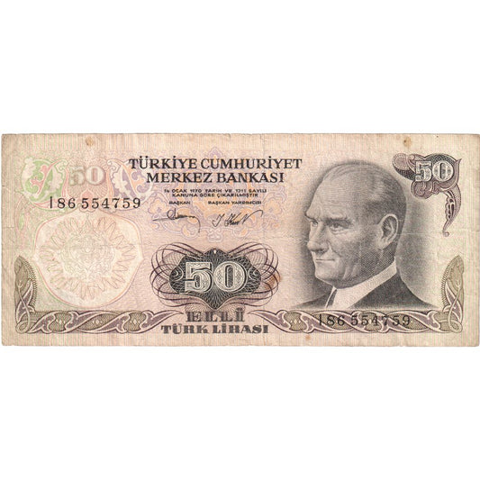 Turčija, 
  
  50 lir, 
  
  VF (30-35)