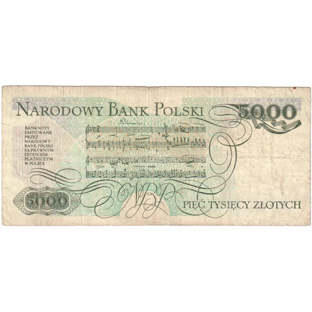 Poljska, 
  
  5000 zlotov, 
  
  1988-12-01