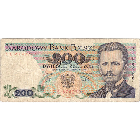 Poljska, 
  
  200 zlotov, 
  
  1982-06-01