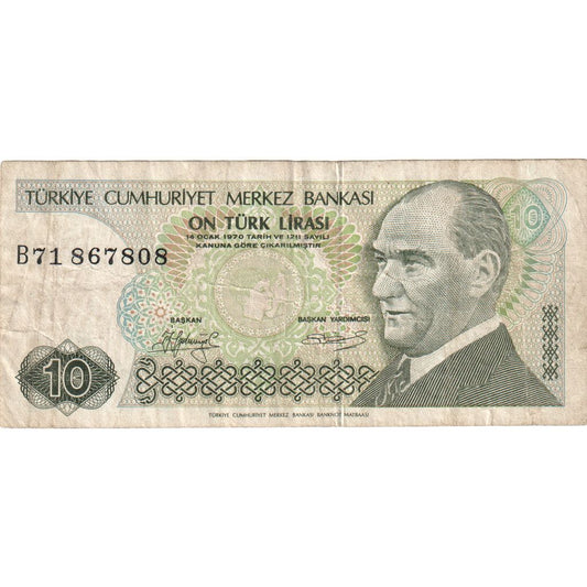 Turčija, 
  
  10 lir, 
  
  VF (20-25)