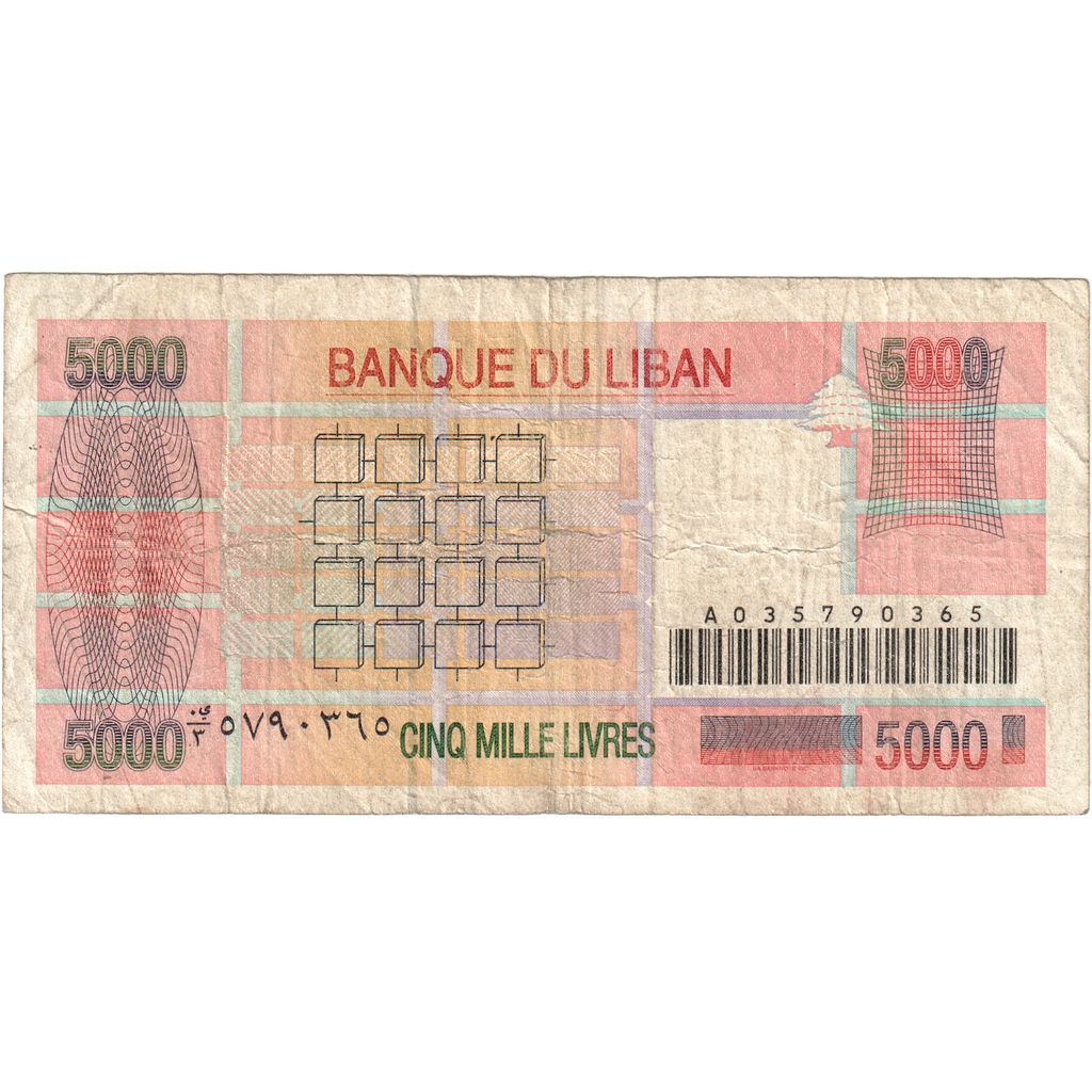 Libanon, 
  
  5000 livrov, 
  
  VF (20-25)