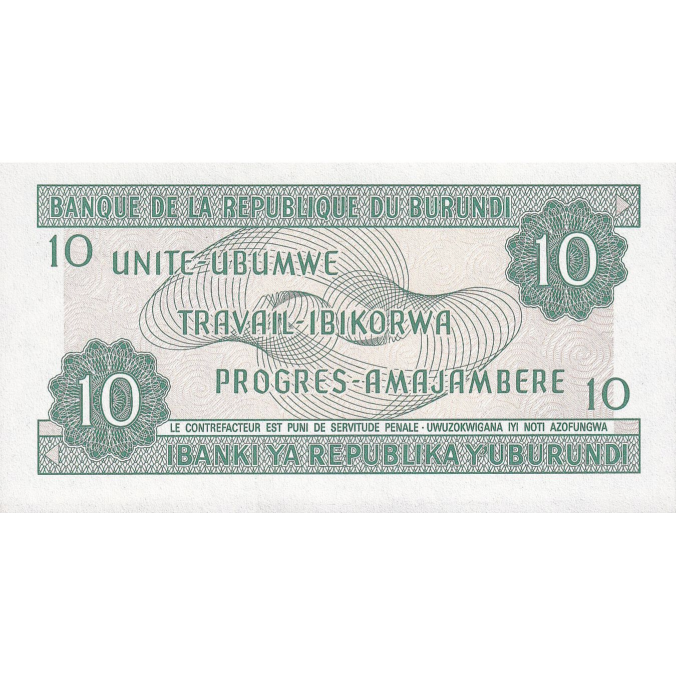 bankovec, 
  
  Burundi, 
  
  10 frankov