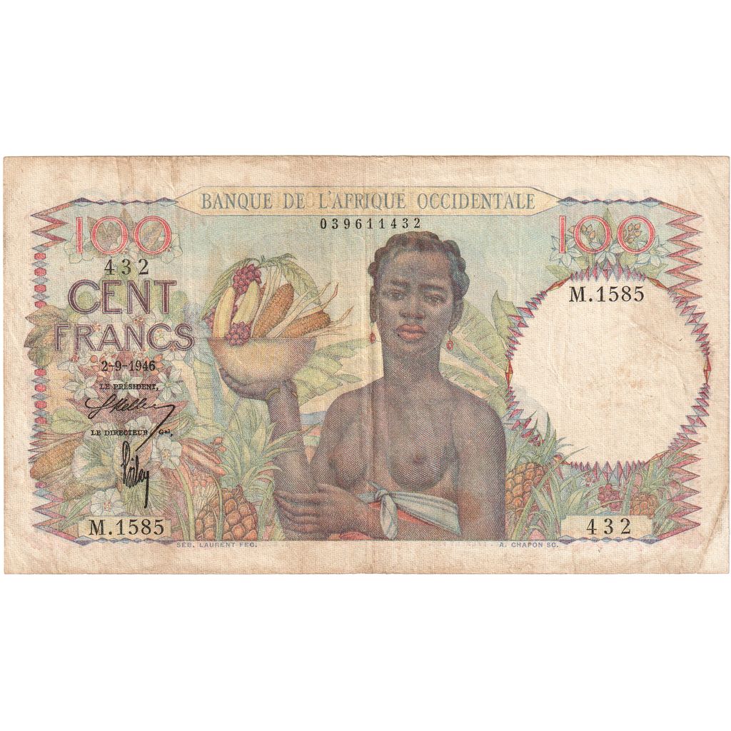 francoska zahodna Afrika, 
  
  100 frankov, 
  
  1946