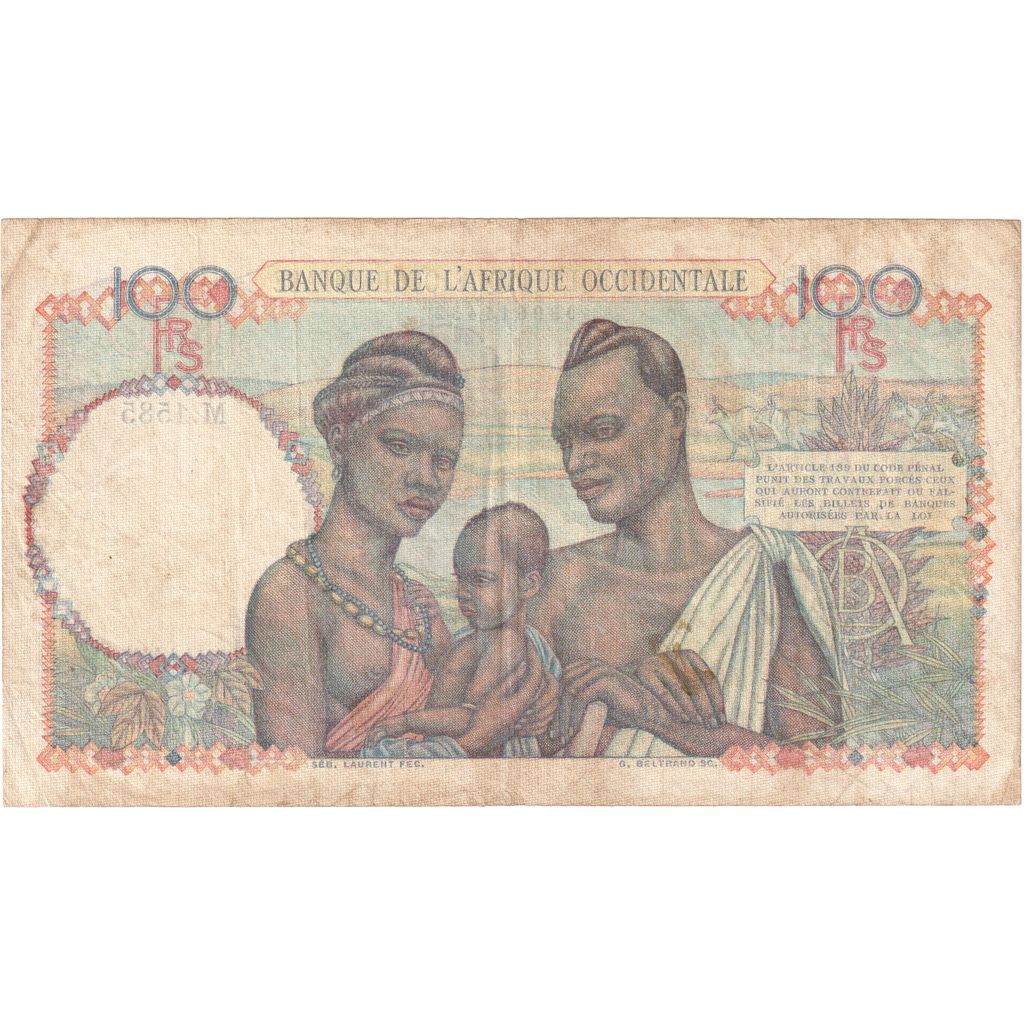 francoska zahodna Afrika, 
  
  100 frankov, 
  
  1946