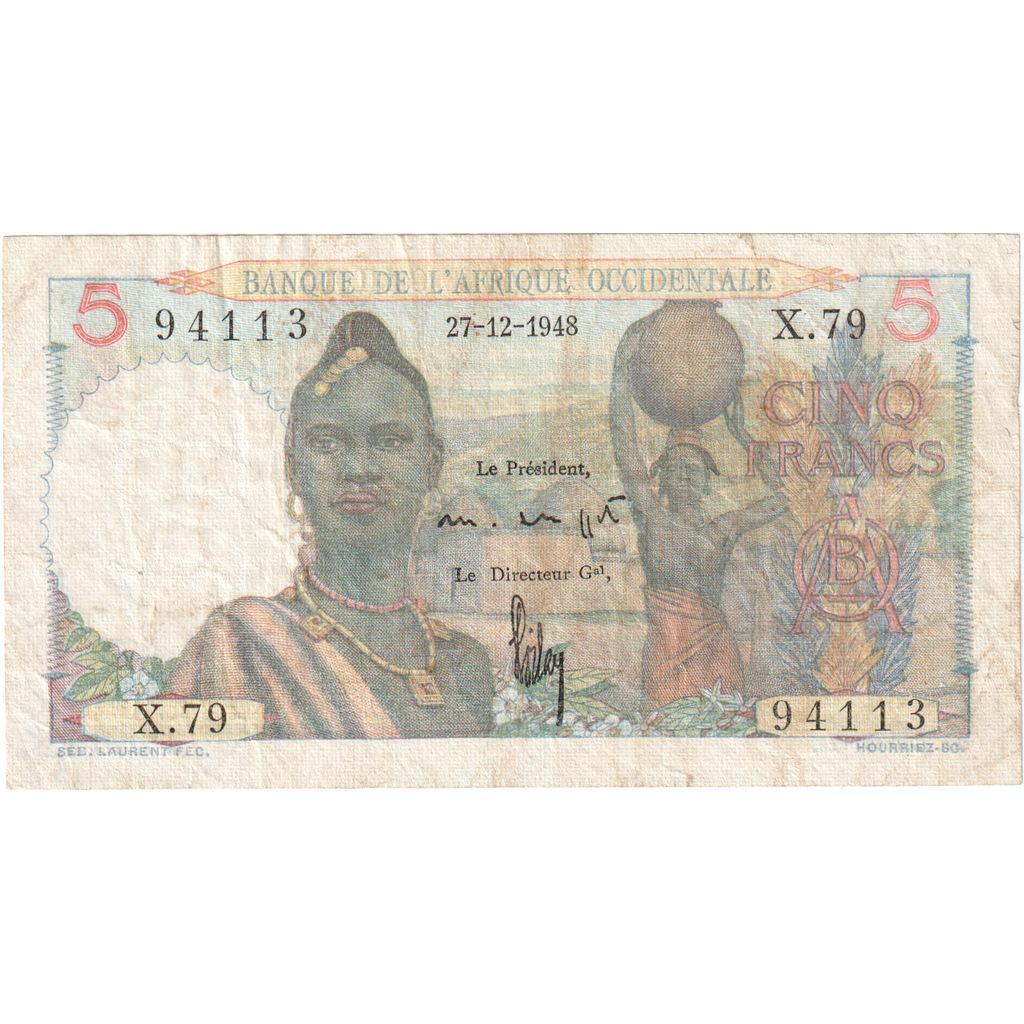 francoska zahodna Afrika, 
  
  5 frankov, 
  
  1948