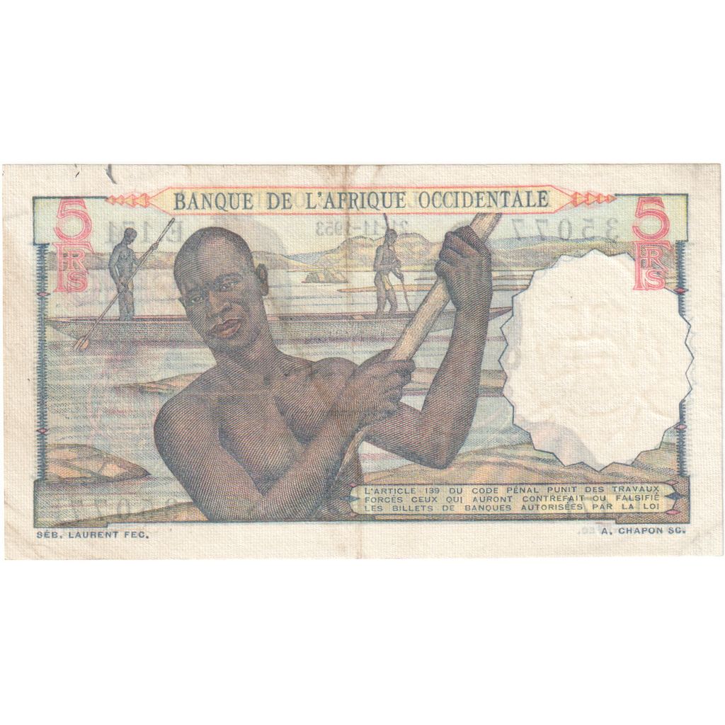 francoska zahodna Afrika, 
  
  5 frankov, 
  
  1953