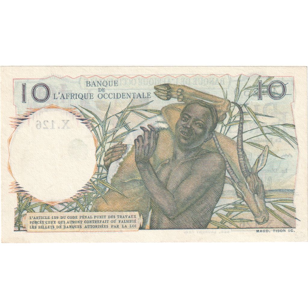 francoska zahodna Afrika, 
  
  10 frankov, 
  
  1953