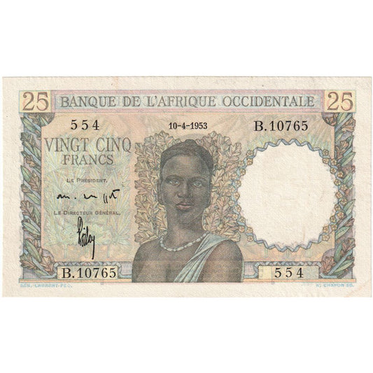 francoska zahodna Afrika, 
  
  25 frankov, 
  
  1953