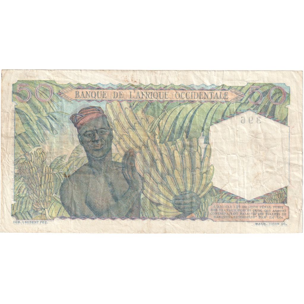 francoska zahodna Afrika, 
  
  50 frankov, 
  
  1944