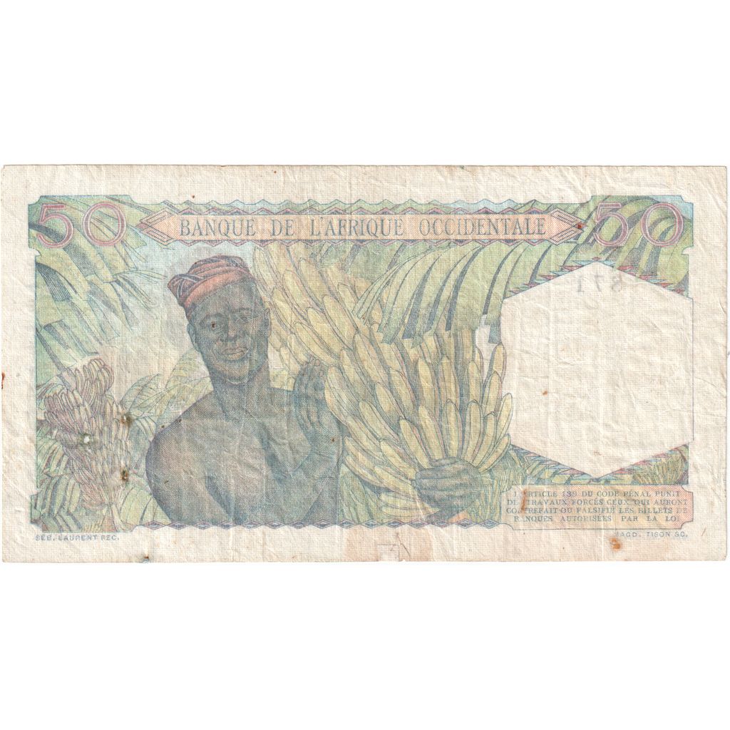 francoska zahodna Afrika, 
  
  50 frankov, 
  
  1948