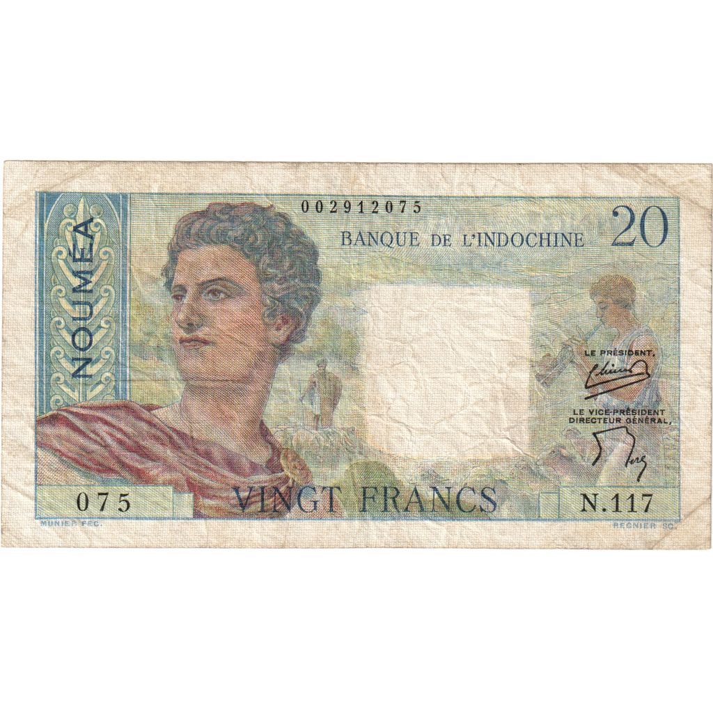 Nova Kaledonija, 
  
  20 frankov, 
  
  1951-1963