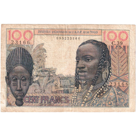 francoska zahodna Afrika, 
  
  100 frankov, 
  
  1957