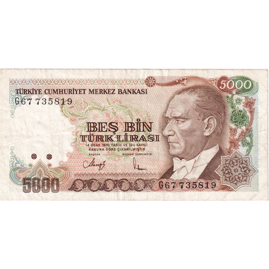 Turčija, 
  
  5000 lir, 
  
  1990