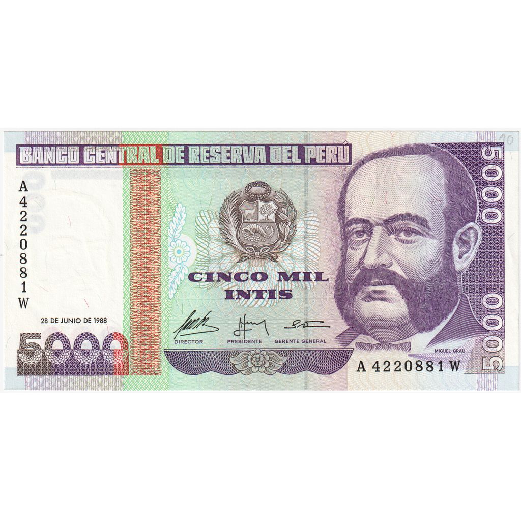 Peru, 
  
  5000 Intisov, 
  
  1988-06-28