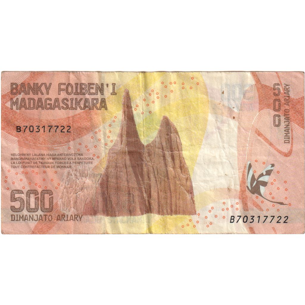 Madagaskar, 
  
  500 ariarjev, 
  
  VF (30-35)