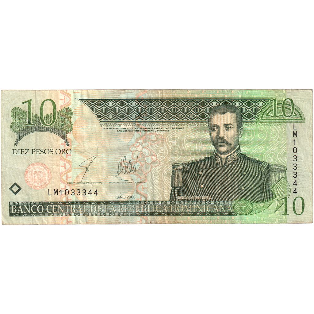 Dominikanska republika, 
  
  10 pesos oro, 
  
  EF (40-45)