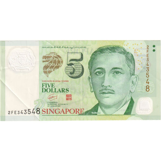 Singapur, 
  
  5 dolarjev, 
  
  VF (20-25)