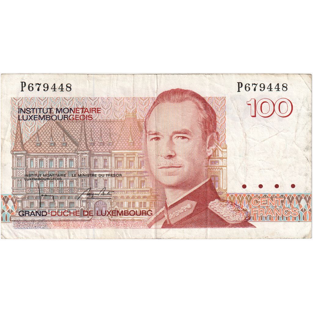 Luksemburg, 
  
  100 frankov, 
  
  VF (30-35)