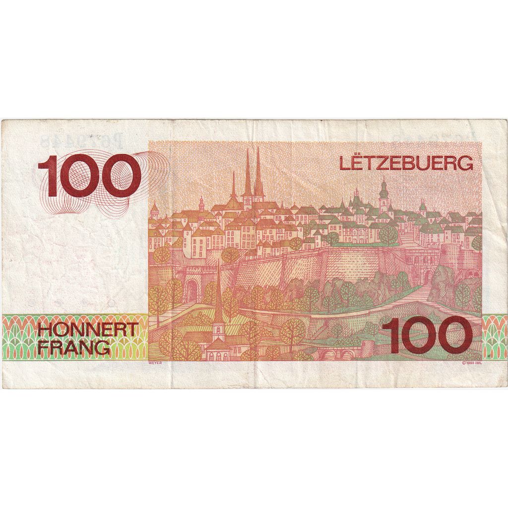 Luksemburg, 
  
  100 frankov, 
  
  VF (30-35)